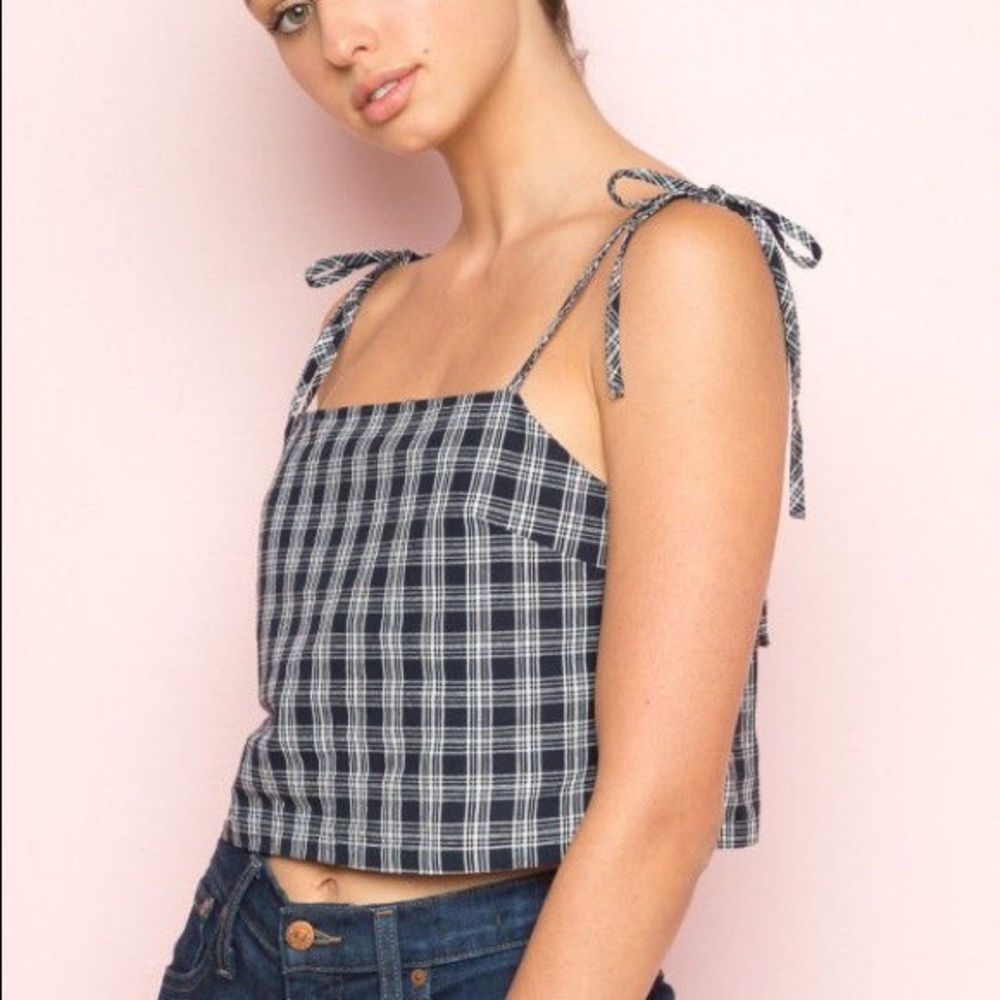 Brandy Melville Tie Straps Plaid Dena Top